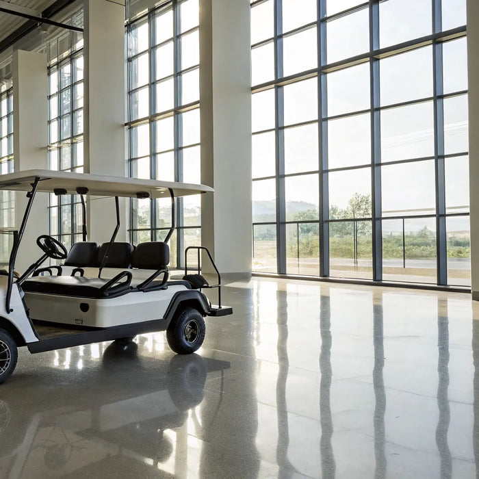 A used 6-passenger golf cart for sale.