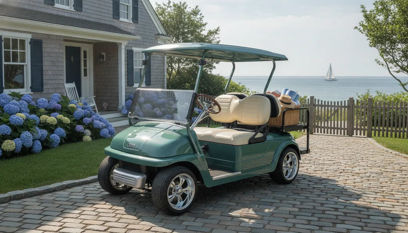 Personalized Club Car golf cart for a New England buyer