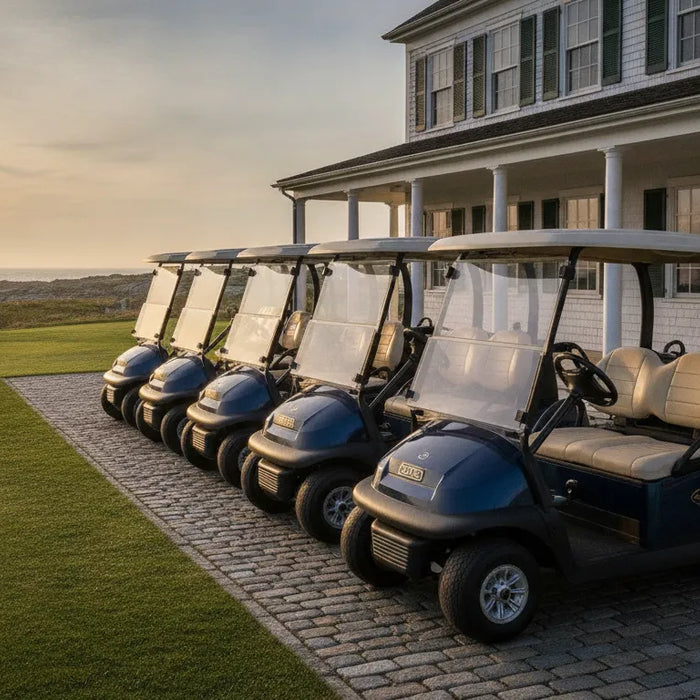 Club Car Tempo fleet at a New England golf course