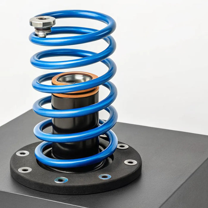 A blue suspension coil spring, a key component that influences the final suspension price.