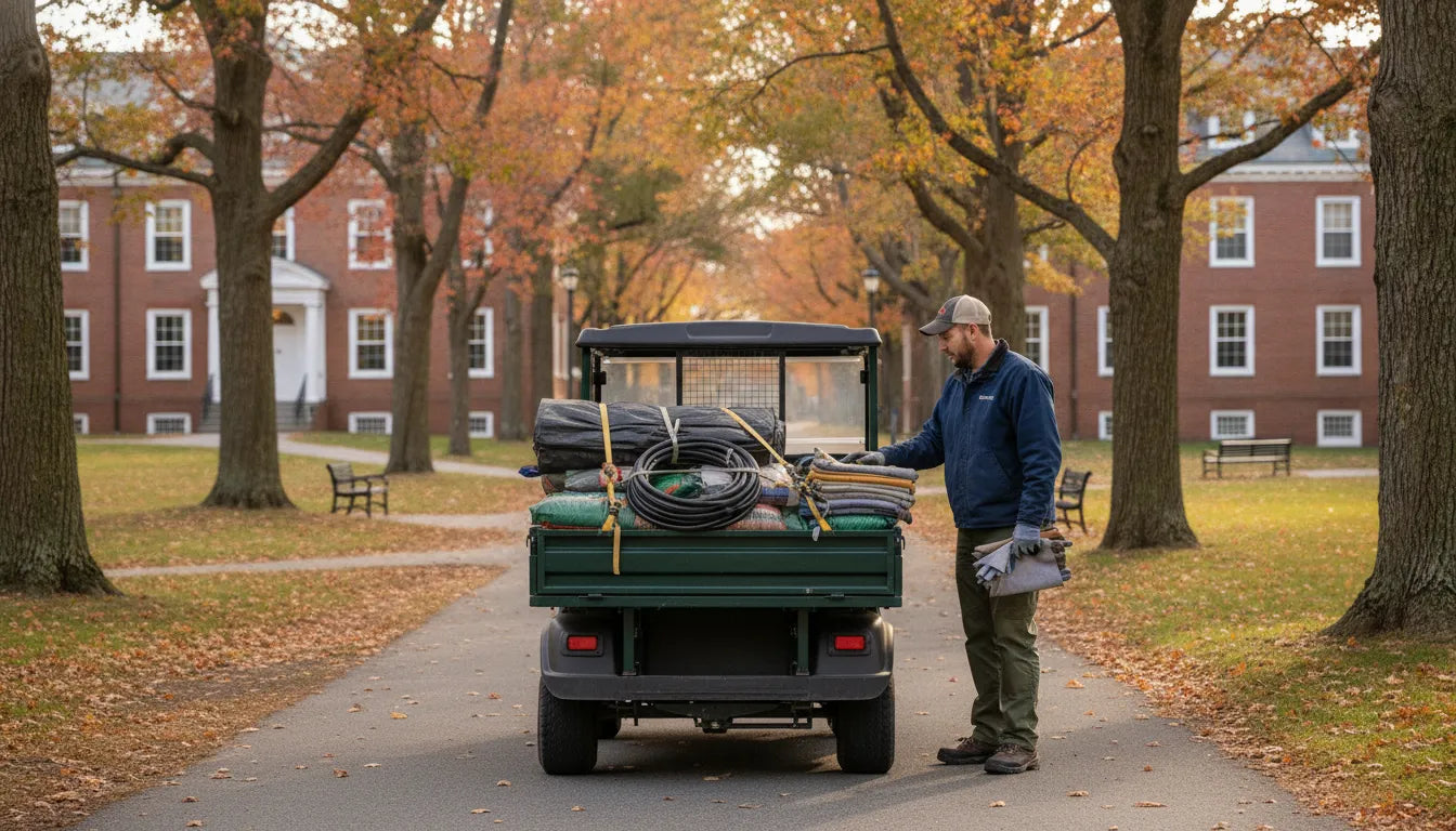 Commercial low speed utility vehicle on a New England campus