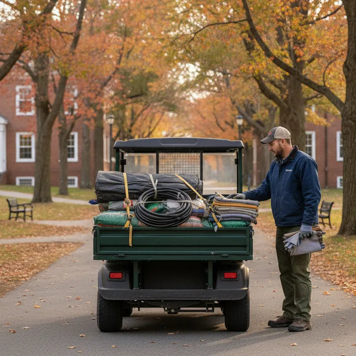 Commercial low speed utility vehicle on a New England campus