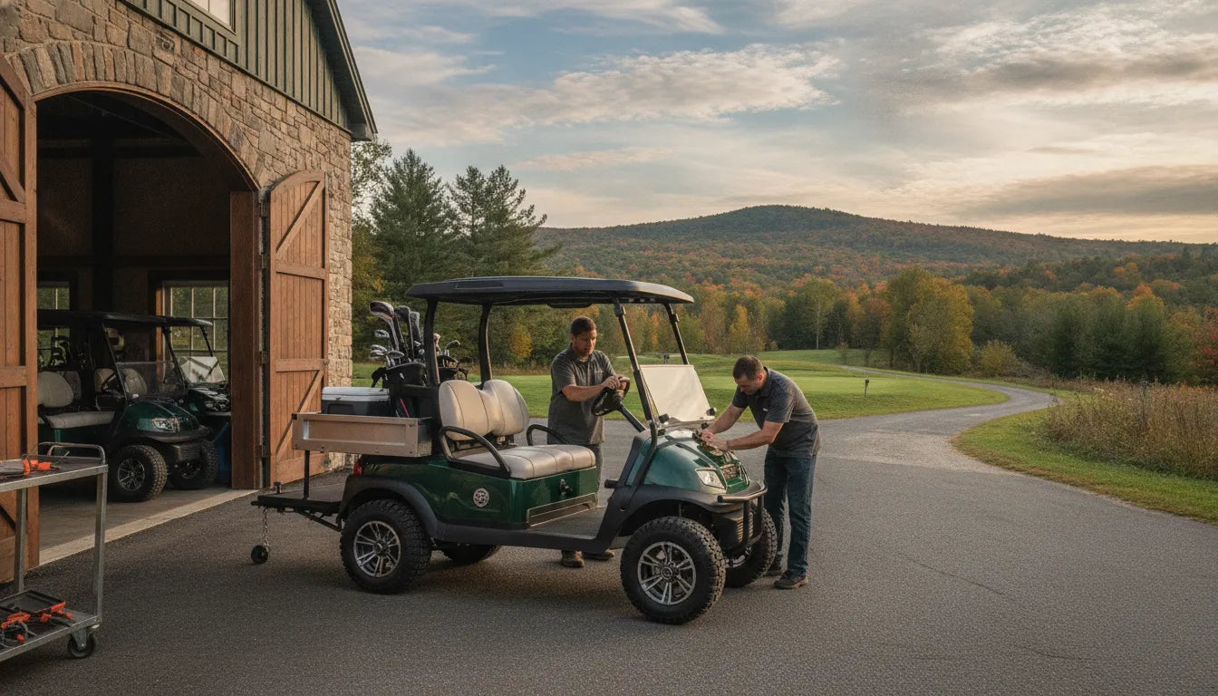 Custom golf cart prepared for Vermont personal and commercial use