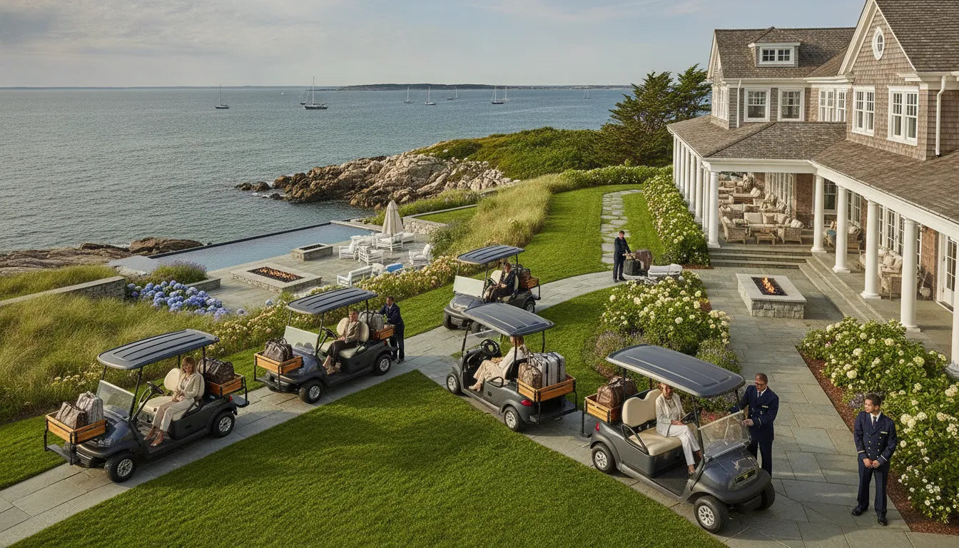 Golf cart for resort guest transportation