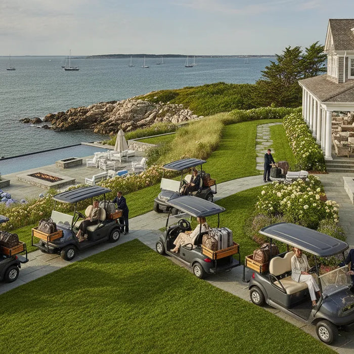 Golf cart for resort guest transportation