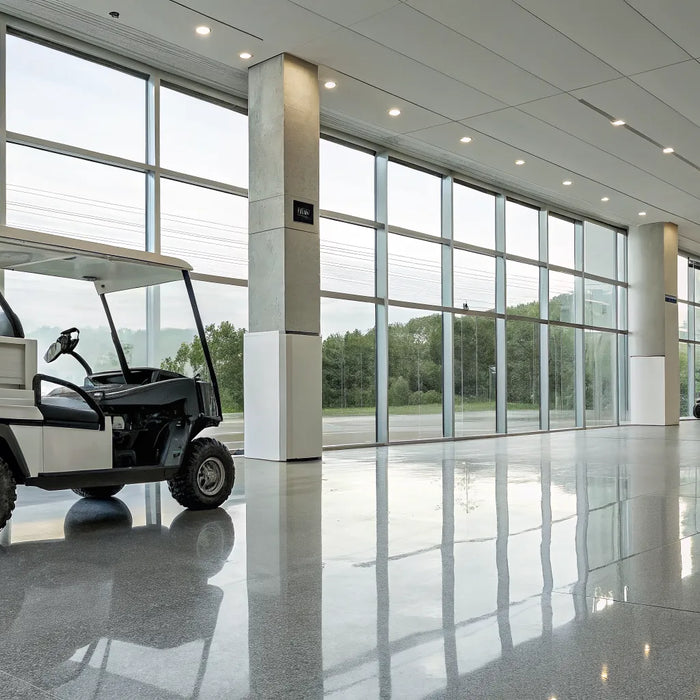 A used gas utility golf cart with a heavy-duty dump bed for sale.