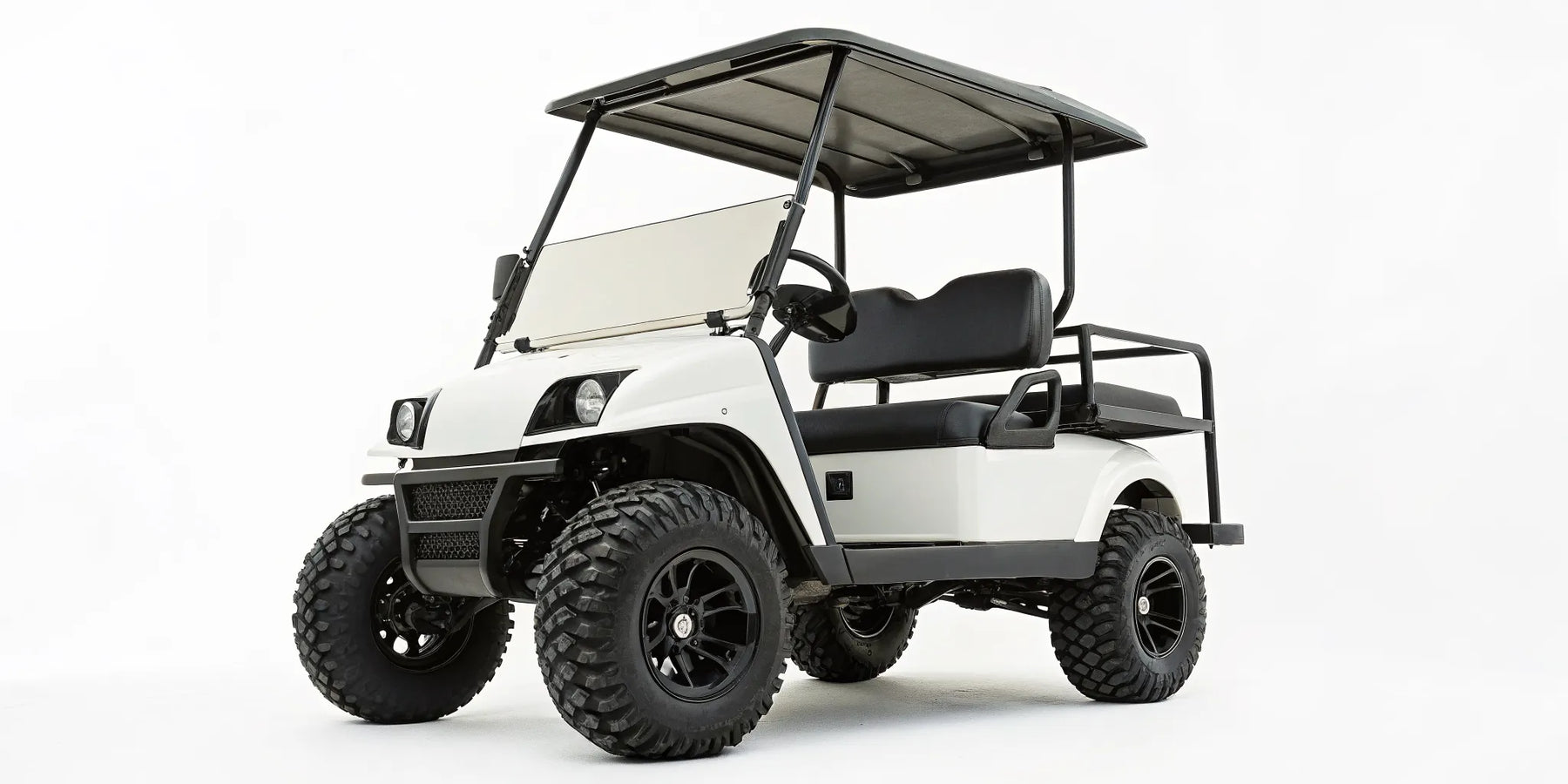 Yamaha G1 golf cart with a lift kit installed for off-road ground clearance.