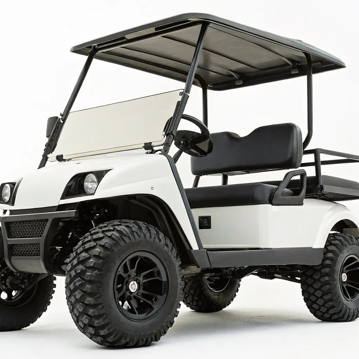Yamaha G1 golf cart with a lift kit installed for off-road ground clearance.