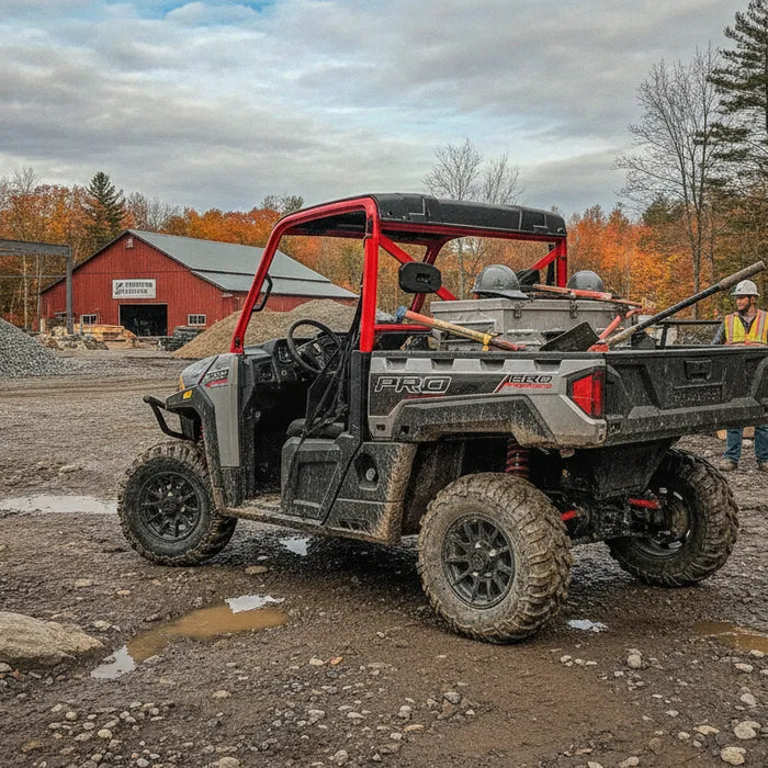 Polaris Pro XD commercial utility vehicle on a rugged job site