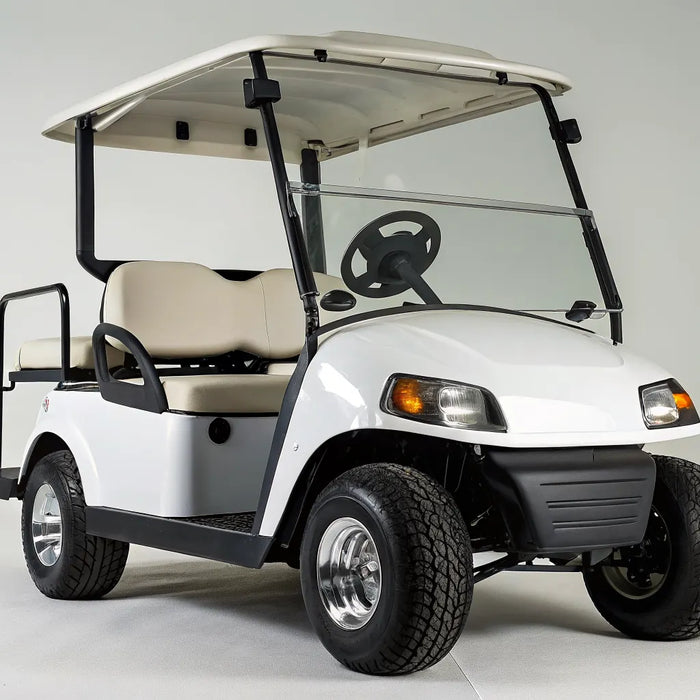 A modern street legal golf cart whose features determine its final price.