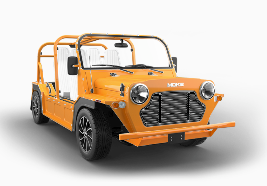 Pre-Order 2025 Moke America eMOKE Lithium Four Passenger Orange