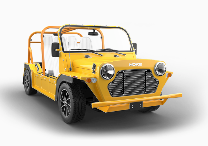 Pre-Order 2025 Moke America eMOKE Lithium Four Passenger Yellow